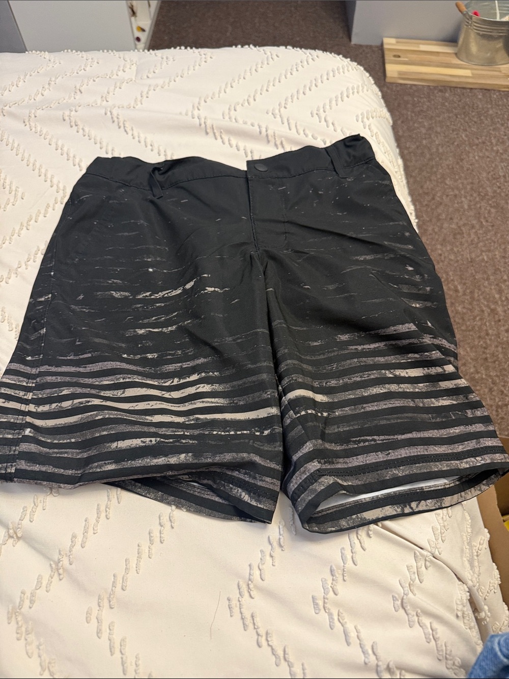 art class Black and Gray Striped Boys Swim Trunks